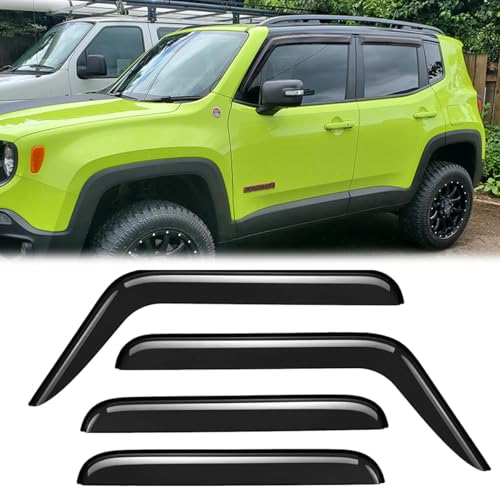 4pcs Outside Mount Style Rain Guards Durable Side Window Wind Deflectors Dark Smoke Nice Looking Vent Window Visors Fit for 2015-2024 Jeep Renegade 94368 - size: for 2015-2024 Jeep Renegade