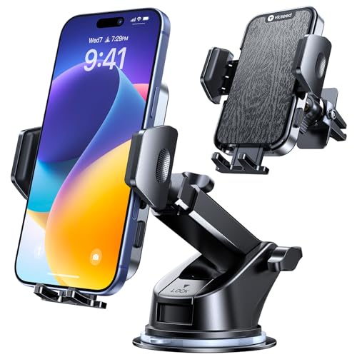 VICSEED 2026 Upgraded Car Phone Mount [98+LBS Strongest Suction] 360° Adjustable Phone Holders for Your Car Dashboard Windshield Vent, Universal for iPhone & Android Large Phones - color: Woden