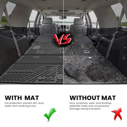 LASFIT Trunk Mat with Backrest Mat 2015-2020 for Chevrolet Chevy Tahoe/GMC Yukon (Only Yukon, Not Fit Yukon XL)/Cadillac Escalade (Only Escalade, Not Fit Escalade ESV), All Weather TPE Custom Fit - size: Cargo Liner for Tahoe/Yukon/Escalade 2015-2020