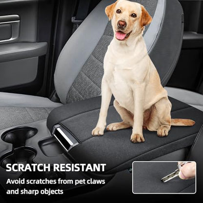 Center Console Cover Fit for 2013-2018 Dodge Ram 1500 & 2013-2023 Ram 2500/3500/1500 Classic Model for Jump Seat Console, Armrest Cover Cozy Neoprene, Customized Accessories - style: A: Jump Seat Console 2013-2018 Ram Black Neoprene