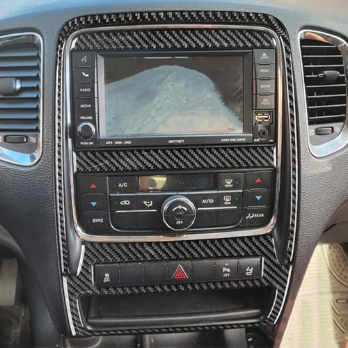 NVCNX Real Premium Carbon Fiber Accessories for Dodge Durango 2011-2013 2012 Car Dash Board Dashboard Infotainment System Panel Cover Interior Trim Sticker Decal 4PCs - color: 2011-2013 Dash Infotainment System Panel Trim