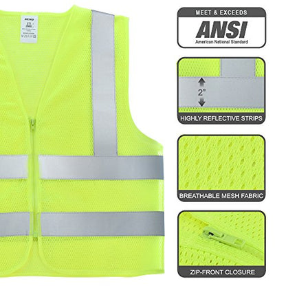 Neiko High Visibility Safety Vest ANSI Class 2, No Pocket, Neon Yellow, 3X-Large (3XL) - size: 3X-Large, style: Mesh