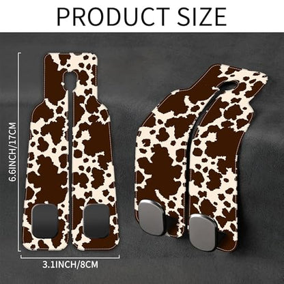 1 Pack Car Seat Headrest Hooks for Purses and Bags Camouflage Brown Cow Skin Bag Purse Holder for Car with Double Metal Hooks Car Purse Hanger Hanging Accessories - color: Camouflage Brown Cow Skin