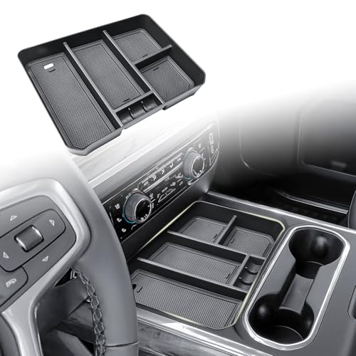 HGWEI Center Console Organizer Compatible with 2024-2026 Chevy Silverado 2500 HD/3500HD Interior Accessories, Armrest Compartment Divider Insert Storage Tray (Fit Full Console w/Bucket Seats Only)