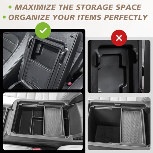 Muslogy Center Console Organizer Compatible with 2023 2024 2025 2026 Honda CRV & CRV Hybrid Tray & Armrest Hidden Storage Compartment 2PCS Set(Console Tray+Hidden Organizer) - style: Console Organizer & Hidden Compartment