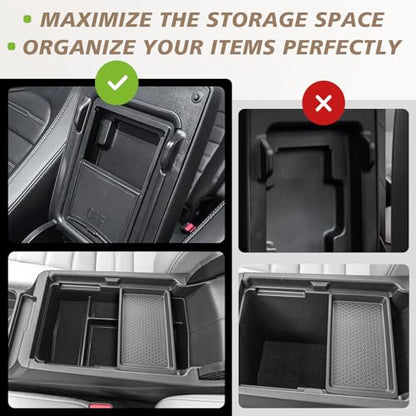 Muslogy Center Console Organizer Compatible with 2023 2024 2025 2026 Honda CRV & CRV Hybrid Tray & Armrest Hidden Storage Compartment 2PCS Set(Console Tray+Hidden Organizer) - style: Console Organizer & Hidden Compartment