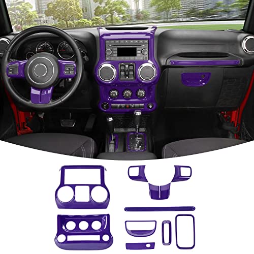 RT-TCZ for Jeep JK Interior Trim Kit Purple, JKU Center Console Dashboard Panel Trim Cover for Jeep Wrangler JK JKU 2011-2017 Purple Interior Accessories 10pcs - color: purple