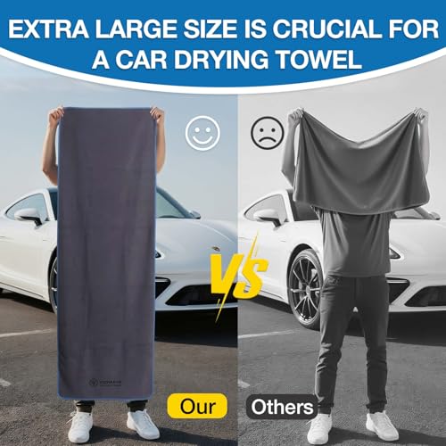 71"X 24" Extra Large Microfiber Towel for Car,Ultra Absorbent Car Washing Cloth,Designed Specifically for Fast Drying Cars,No Shedding,No Streaks, Scratches or Water Spots (Grey)