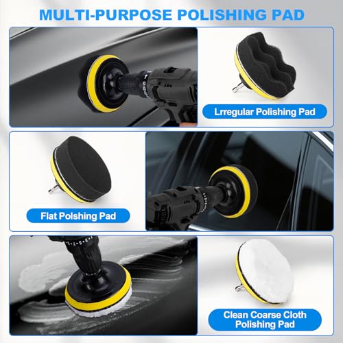 THINKWORK Car Detailing Kit, Car Detailing Brush Set, Car Cleaning Drill Brush Kit with Extension Pole, Professional Auto Detailing Supplies for Automobile Interior Exterior Wheels - size: 27PCS