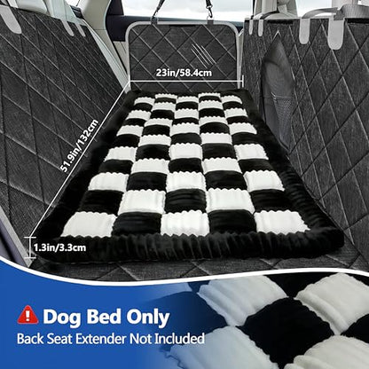 Thickened Dog Bed for Car Back Seat, Upgraded Bottom Non-Slip, Fits Hard Bottom car seat Cover for Dogs, Premium Mixed Color, Dog Car Seat Cover (Black-White) - color: Black-White