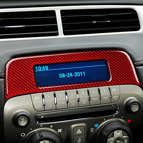 Car Central Console CD Panel Sticker Carbon Fiber Decal Interior Trim for Chevrolet Camaro 2010 2011 2012 2013 2014 2015 Accessories - color: Central Console CD Panel
