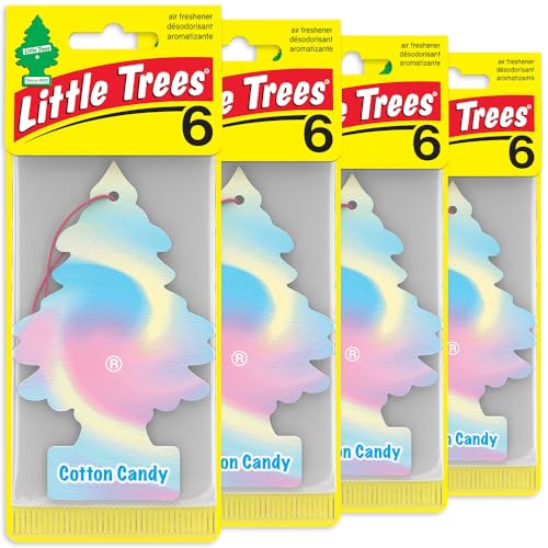 LITTLE TREES Car Air Freshener | Hanging Tree Provides Long Lasting Scent for Auto and Home | 24 Air Fresheners |Cotton Candy - color: Cotton Candy