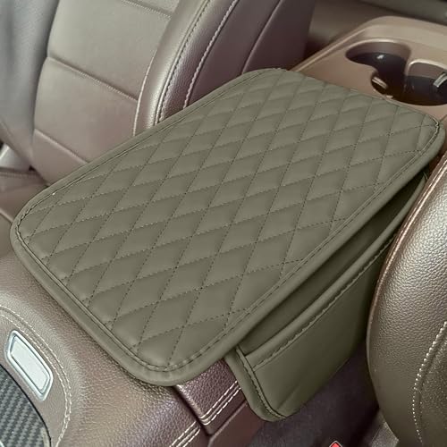 Upgraded Car Middle Center Console Cover with 2 Storage, Universal Microfiber Leather Car Armrest Cover Cushion Universal Vehicle Middle Console Cover, Most Vehicle, SUV, Truck. (Light Beige) - color: Light Beige