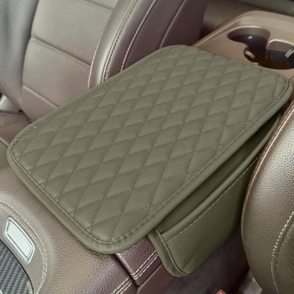 Upgraded Car Middle Center Console Cover with 2 Storage, Universal Microfiber Leather Car Armrest Cover Cushion Universal Vehicle Middle Console Cover, Most Vehicle, SUV, Truck. (Light Beige) - color: Light Beige