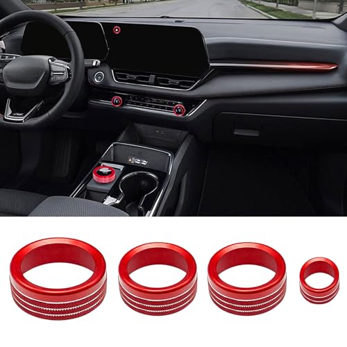 AC Volume Shift Knob Cover for Chevrolet Chevy Equinox 2025 2026 Interior Accessories Dashboard Cover 4WD Air Conditioner Switch Decor Trim (Red) - color: Red