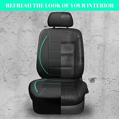 CAR PASS Universal FIT Piping Leather Car Seat Cover, for suvs,Van,Trucks,Airbag Compatible,Inside Zipper Design and Reserved Opening Holes (Full Set, Black and Mint) - color: Full Set Mint