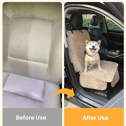 Dog Car Seat Cover for Front or Back Seat, Soft Flannel Pet Car Seat Protector with Waterproof Layer, Non-Slip Washable Dog Car Bed Mat for Travel (LightCoffee Front) - size: LightCoffee Front