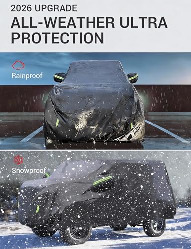 Proadsy Car Cover Compatible with Ford Bronco 4 Door 2021-2024 2025 2026 Windproof All Weather Waterproof Sun Rain UV Dust Snow Protection Outdoor Covers - size: Ford Bronco 4 Door