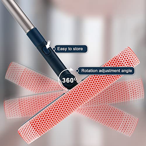 Professional Window Squeegee,2-in-1 Window Cleaner with 56" Long Stainless Steel Handle,Window Washing Kit, Glass Door Cleaner,Multi-Use Car Windshield Cleaning Tool for Gas Station, Glass,Shower