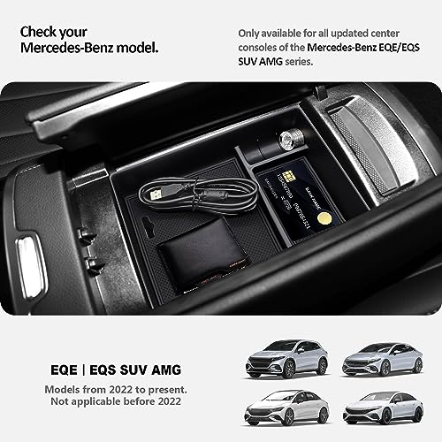 Center Console Accessory Organizer for 2023 Mercedes Benz EQE350,Armrest Storage Box Insert Tray Compatible with Mercedes Benz EQE350 EQE350+ EQE500 EQS 450+ 400 580 AMG 2023+Interior Accessory