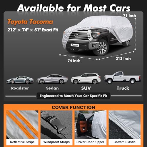 Car Cover Waterproof All-Weather,Heavy-Duty Outdoor Full Exterior Automobiles Snow Cover for Truck Cover with Camper Shell Topper 211-228 inch,with Windshield Sun Shade,Towel&Storage Bag - size: Fit Truck 211-228 inch(PK-L with Shell Topper)