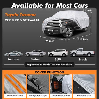 Car Cover Waterproof All-Weather,Heavy-Duty Outdoor Full Exterior Automobiles Snow Cover for Truck Cover with Camper Shell Topper 211-228 inch,with Windshield Sun Shade,Towel&Storage Bag - size: Fit Truck 211-228 inch(PK-L with Shell Topper)