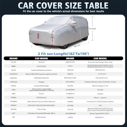 SUV Car Cover, 360° Underbody Wrap Design, All-Weather Waterproof Car Cover, Suitable for SUV Vehicle Body Length 182 to190 in - size: 1（SUV-A5）
