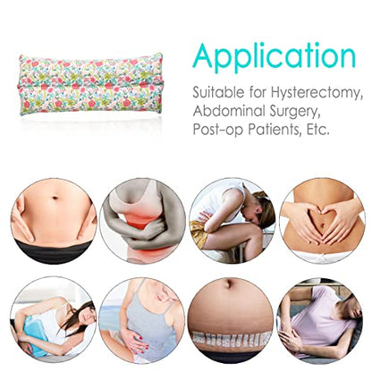 Hysterectomy Pillow Abdominal Post Surgery Pillows with Pocket Comfort for Ice Heat Packs Tummy Tuck Belly Incision Recovery Seatbelt Gifts Women Patients (Camellia) - color: Camellia