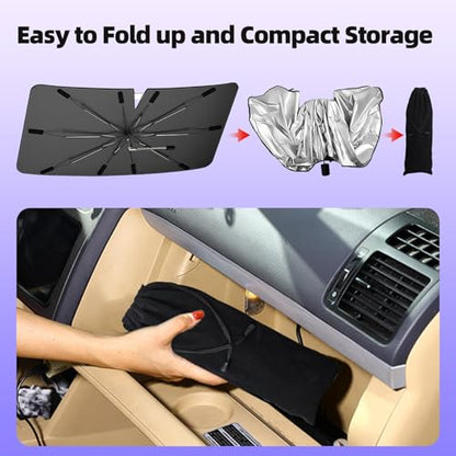 [2026 Upgrade] Windshield Sun Shade Umbrella, Scratch-Free Car Sunshade for SUVs, Foldable Automotive Interior Sun Protection | Highly UV Block Coating Auto Heat Shield Accessories(XX-Large) - size: XX-Large