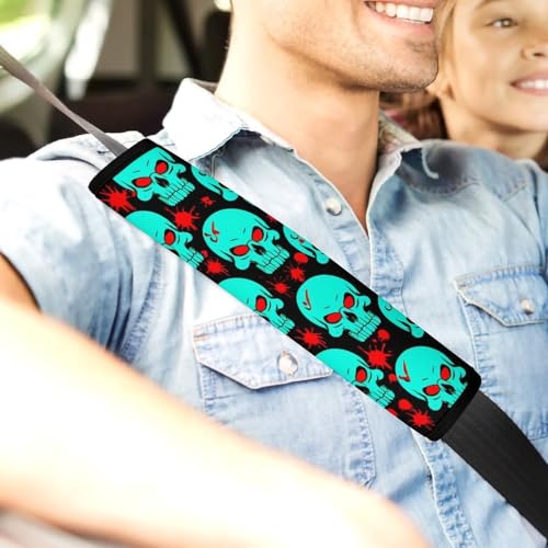 Women's Car Belt Covers, Halloween Cool Red Blood Zombie Skull Fashion Cushion Pad Car Shoulder Strap Harness Pad - color: Color847