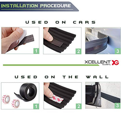 Car Door Dent Protector Removable Soft Cushion Magnetic Car Door Guard Strip for Garage Parking 2 Meter - Black AT007