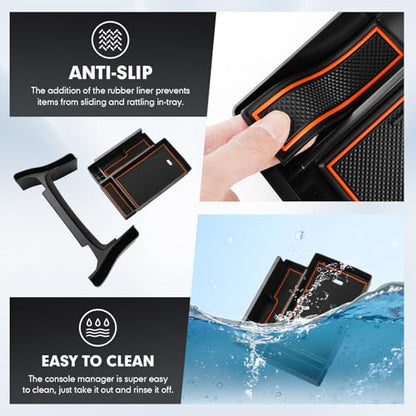 Autorder 2PCS Center Console Organizer for 2010-2024 Toyota 4Runner Accessories Armrest Storage Box Secondary Insert Tray Gear Shift Organizer Tray with Anti-Slip Mat - size: 2010-2024 Toyota 4Runner 2PCS