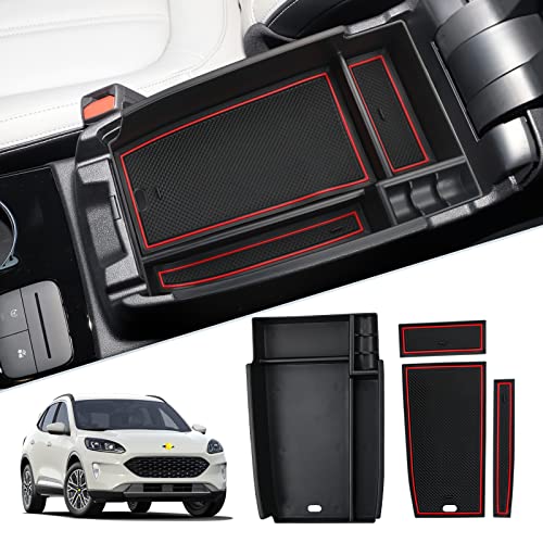 SKTU for 2020-2026 Ford Escape Center Console Organizer 2020-2025 2026 Escape Console Tray Ford Escape 2023 2024 2025 2026 Accessories Glove Secondary Storage Box with Coin and Sunglasses Holder - color: for 2020-2026 Escape