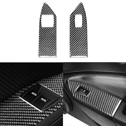 Car Window Lift Panel Cover Trim Stickers Interior Real Carbon Fiber Accessories Decals Compatible with Ford Mustang GT Shelby 2005 2006 2007 2008 2009 Type A - color: Lift Typea-black