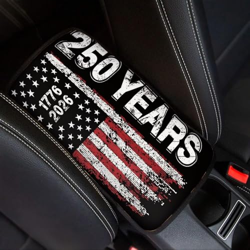 Dreaweet 250 Years American Flag Car Center Console Cover Patriotic Car Accessories Arm Rest Cover Middle Console Cushion Pad Anti-Scratch Universal Armrest Storage Box Mat - color: 250 Years American Flag