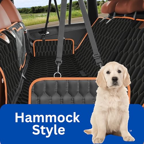 Dog Car Seat Cover – XL Hard Bottom Hammock, Waterproof & Scratch-Resistant, Supports 400 lbs – Heavy-Duty Pet Seat Protector for Cars, Trucks & SUVs – Oxford Fabric