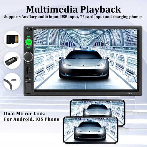 Car Stereo Double Din Bluetooth Car Radio 7 Inch MP5 Player HD Touch Screen FM Radio Audio Receiver AUX in USB TF Card Input UNITOPSCI Multimedia Player Mirror Link with Backup Camera - style: Model 2