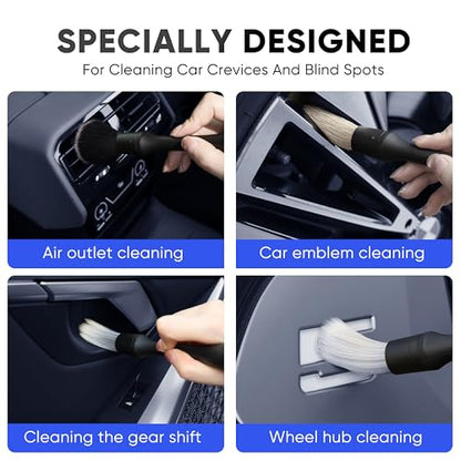 5-12ft Car Wash Kit,8 Piece,Thickened Aluminum Telescopic Rod,Cleaning Brush,Tire Brush,180 ° Chenille Mop,Fiber Towel,Storage Bag,2-Piece Detail Brush,Car,RV,Truck Clean Kit