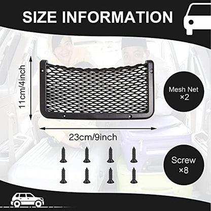 Frienda 4 Pcs Car Storage Net Bag, ABS Plastic Framed Mesh Net Holder, Phone & Cargo Organizer with Screws for Auto, Rv, Boat, Truck Pocket Storage (9 x 4 Inch) - size: 9 x 4 Inch