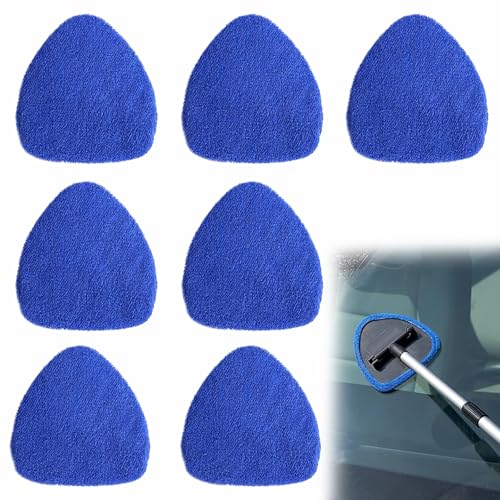 7 Pcs Car Windshield Cleaner Replacement Pads Microfiber Windshield Cleaning Tool Bonnets Washable Reusable Interior Auto Window Cleaners Washing Pads Replaceable Cleaning Bonnets(Fit 5”)