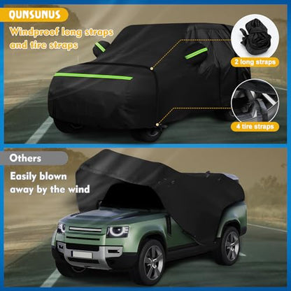 QUNSUNUS 6 Layer Car Cover for Land Rover Defender 2020-2025, Car Cover Waterproof All Weather 420D Windproof Custom Fit for Land Rover Defender 110 4-Door - size: for Land Rover Defender 110 4-Door