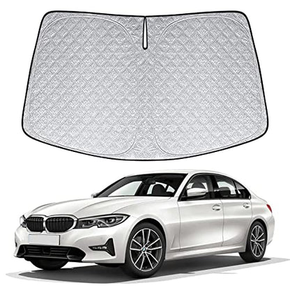6 Layers Front Windshield Sun Shade Custom Fit for 2020-2024 BMW 3 Series, Foldable Car Sunshade with Storage Bag, Heat Reflective & UV Protection - size: 2020-2024 BMW 3 Series