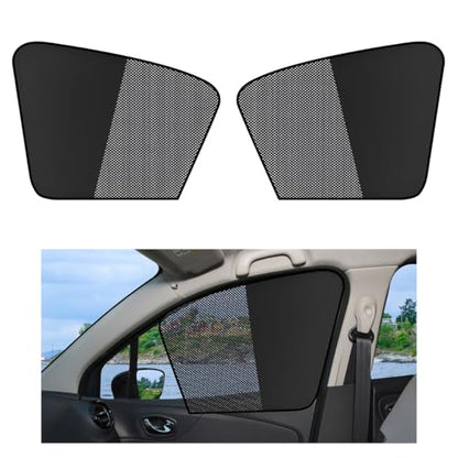 2PCS Car Window Shades, Magnetic Curtains Auto Front Seat Side Window Covers with Half Shade, Double Layer Mesh Sun Block UV Protection Covers for Driver Passenger (Vertical) - color: Vertical