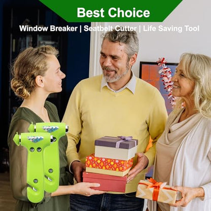 Car Window Breaker, Safety Hammer - 3 in 1 Escape Tools, Window Breaker Seatbelt Cutter, Roadside Emergency Kit with Light Reflective Tape(2 Pack, Green) - color: Geen, size: 2 Pack