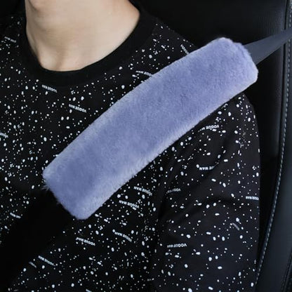 2 Pack Car Seatbelt Covers Shoulder Pad, Soft Faux Sheepskin Seat Belt Shoulder Cover for a Comfortable Driving, Seat Belt Shoulder Strap Covers Helps Protect Your Neck and Shoulder (Blue) - color: Blue