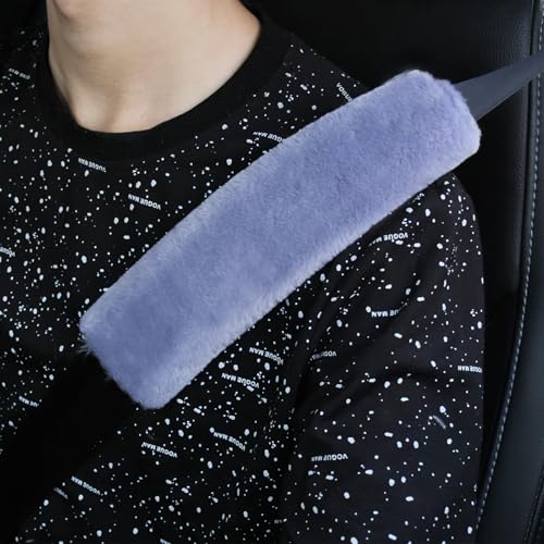 2 Pack Car Seatbelt Covers Shoulder Pad, Soft Faux Sheepskin Seat Belt Shoulder Cover for a Comfortable Driving, Seat Belt Shoulder Strap Covers Helps Protect Your Neck and Shoulder (Blue) - color: Blue