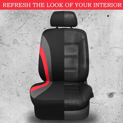 CAR PASS Line Rider Sporty Front Seat Covers,Red Car Seat Covers Two Front Seats Only, Airbag Compatible,Universal Fit Sedans,Cars,Vans,SUV,Truck(Black and Red) - color: Black and Red, size: Two Front Seat