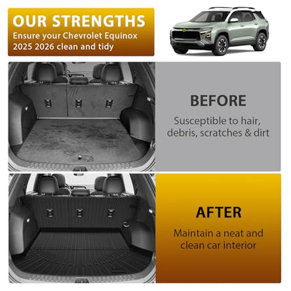 Powerty Floor Mats for 2025 2026 Chevrolet Chevy Equinox (Non EV) / GMC Terrain Car Mat, All Weather TPE Custom Cargo Liner Seat Back Cover Protectors Accessories (Floor Mats+Backrest Mat+Trunk Mat) - size: 2)chevrolet Equinox Gas/Gmc Terrain｜25-26｜full S