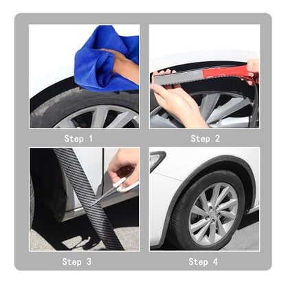 2PCS Trim Protector with Strong Adhesive, Carbon Fiber Flares Sticker for Wheel Eyebrow Protection & Car Decorations, Universal Flares for Most Door Trunk Hood
