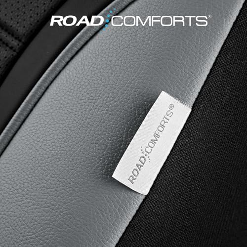 Road Comforts Leather Seat Covers, Breathable Car Seat Covers Front Seat for Men,Airbag Compatible, Automotive Seat Covers Set Universal Fit Most Cars,Vans,Truck,SUV - color: Gray Front